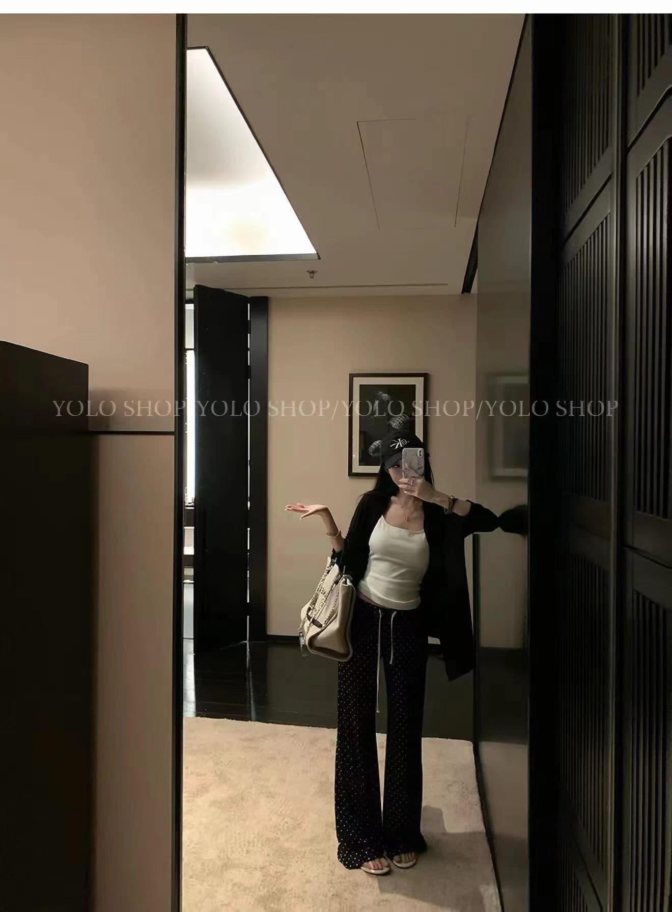 2026 새로운 도트 무늬 레이스업 다용도 스트레이트 굴곡 긴 바지 조끼 외부 피 3종 세트 이미지 3