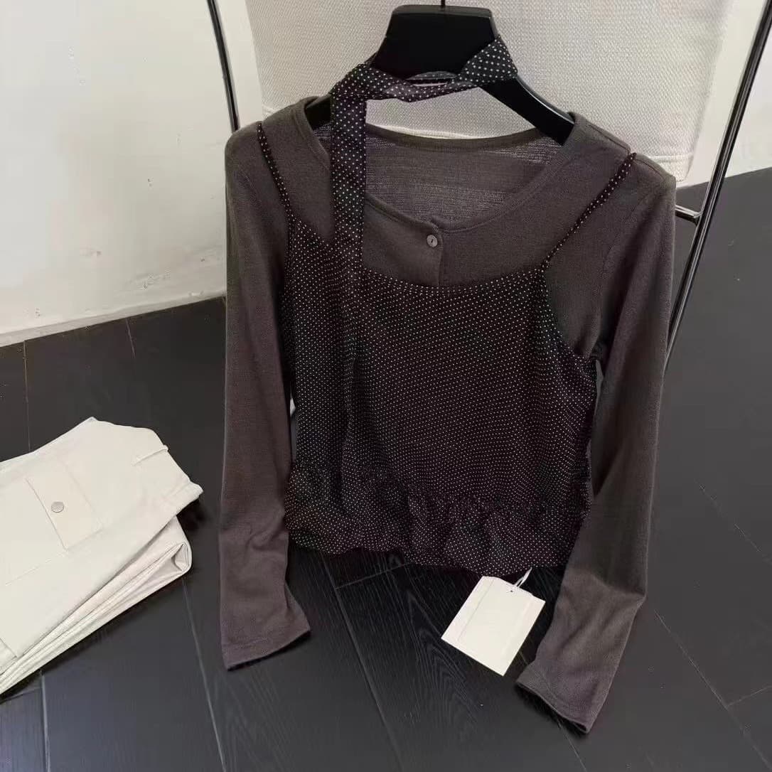 한 부서 절묘한 레이스 꽃무늬 캐미솔 화이트 자외선 차단 니트 오픈 가디건 투피스 세트 이미지 5
