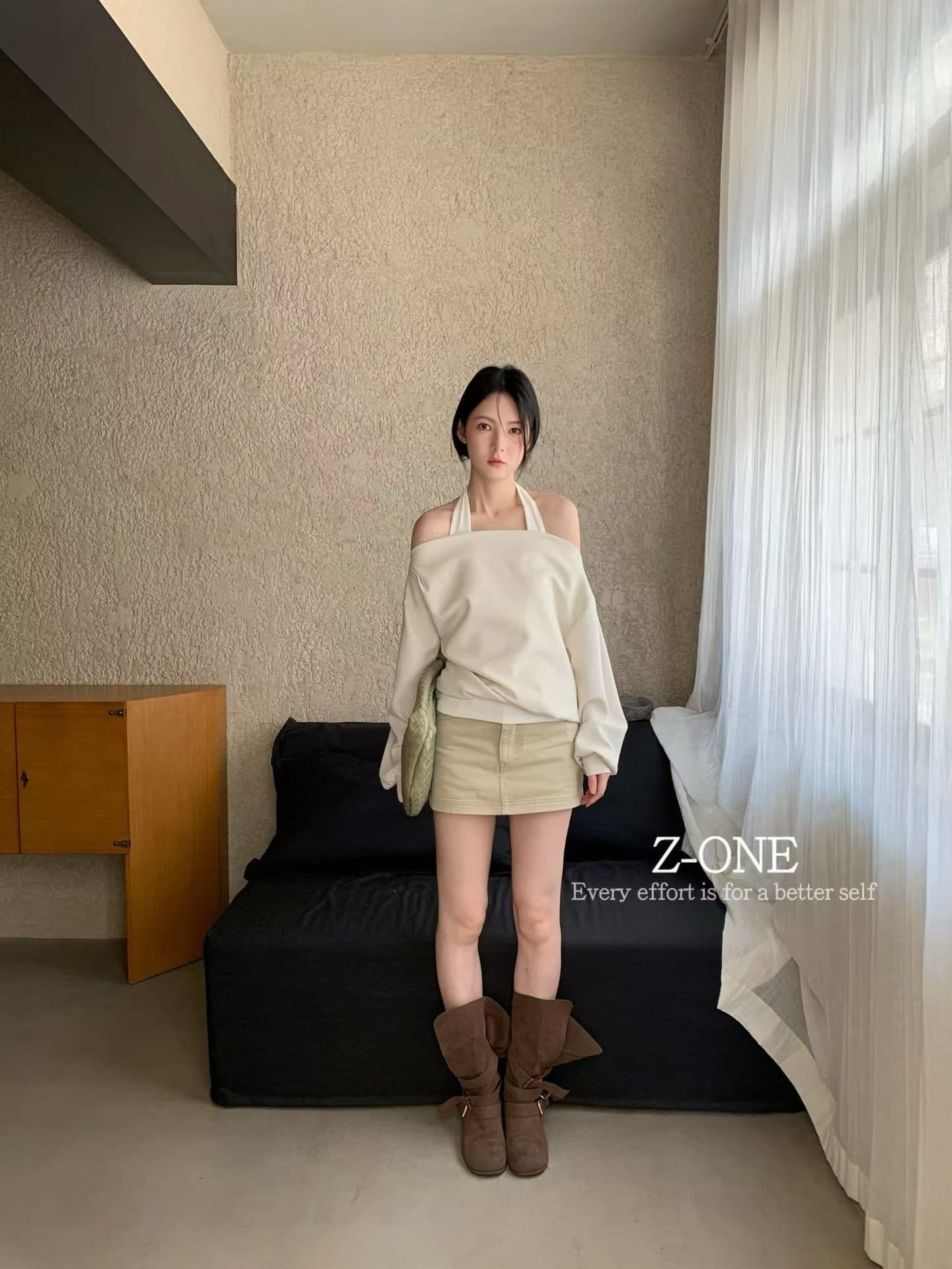 느슨함 미니멀리즘 사실 두 조각 행침 목 오프숄더 오프숄더 후드티 디자인 센스 품격 긴팔 맨위 단색 상세 이미지 5