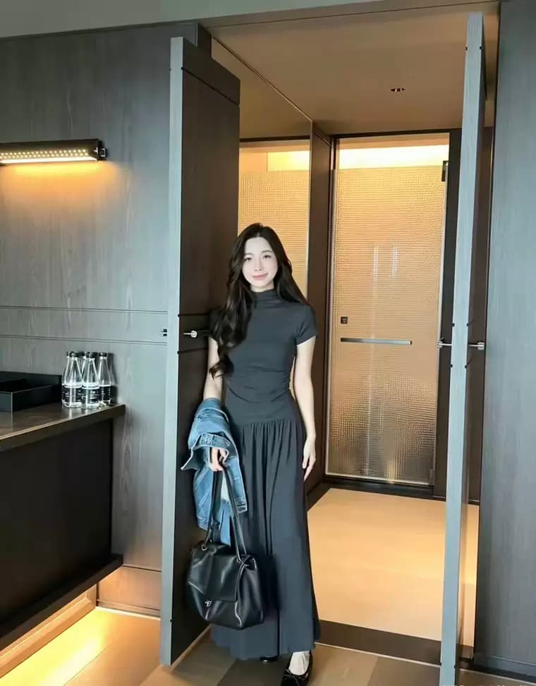 한 부서 패션 품격 세트 여성 가을 순수한 욕망 작은 심장 기계 홀로우 아웃 반팔 맨위 플리츠 반신 스커트 투피스 세트 상세 이미지 2