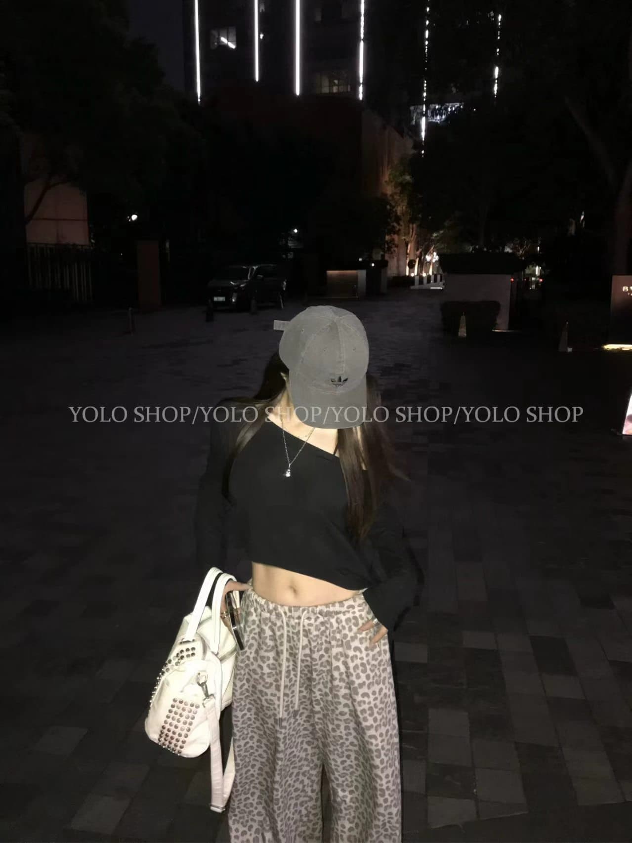이른 가을 켜기 새로운 한 부서 순수한 욕망 비스듬한 어깨 긴팔 티셔츠 안개 센스 프린트 캐주얼 루즈핏 넓은 다리 투피스 세트 세트 상세 이미지 3
