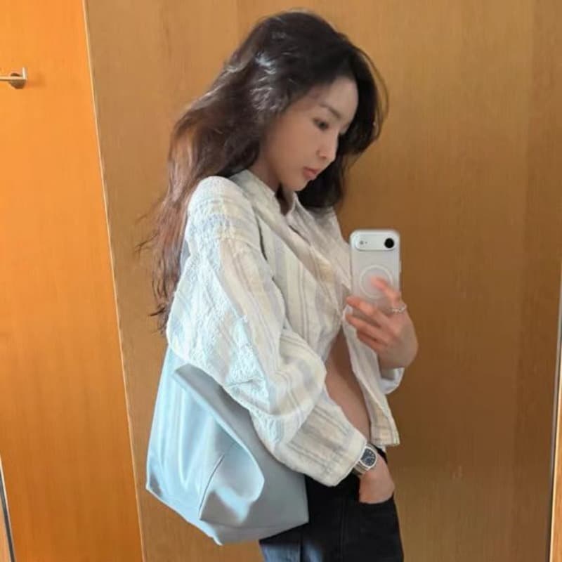 캐주얼 바람 상쾌 스트라이프 출퇴근 다용도 루즈핏 자외선 차단 셔츠 이미지 5