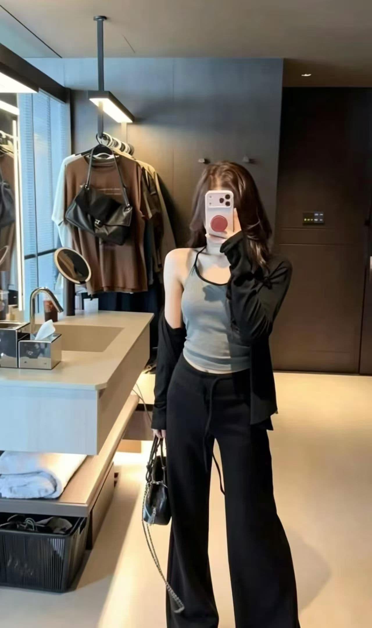 26 이른 가을 새로운 한국 스타일 외국 가스 슬림해 보이는 패치워크 색상 캐미솔 카디건 코트 캐주얼 바지 3종 세트 상세 이미지 8