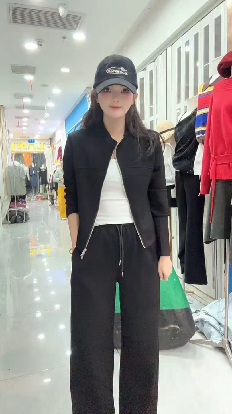가을 겨울 새로운 패션 캐주얼 운동 다용도 스탠드 칼라 오픈 가디건 지퍼 투피스 세트 상세 이미지 4