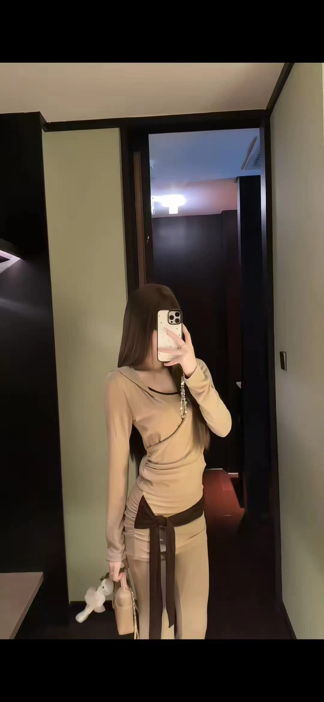 낮은 네크라인 디스플레이 가슴 행침 목 캐미솔 십자가 V넥 스트랩 오픈 가디건 긴팔 맨위 캐주얼 긴 바지 투피스 세트 상세 이미지 2