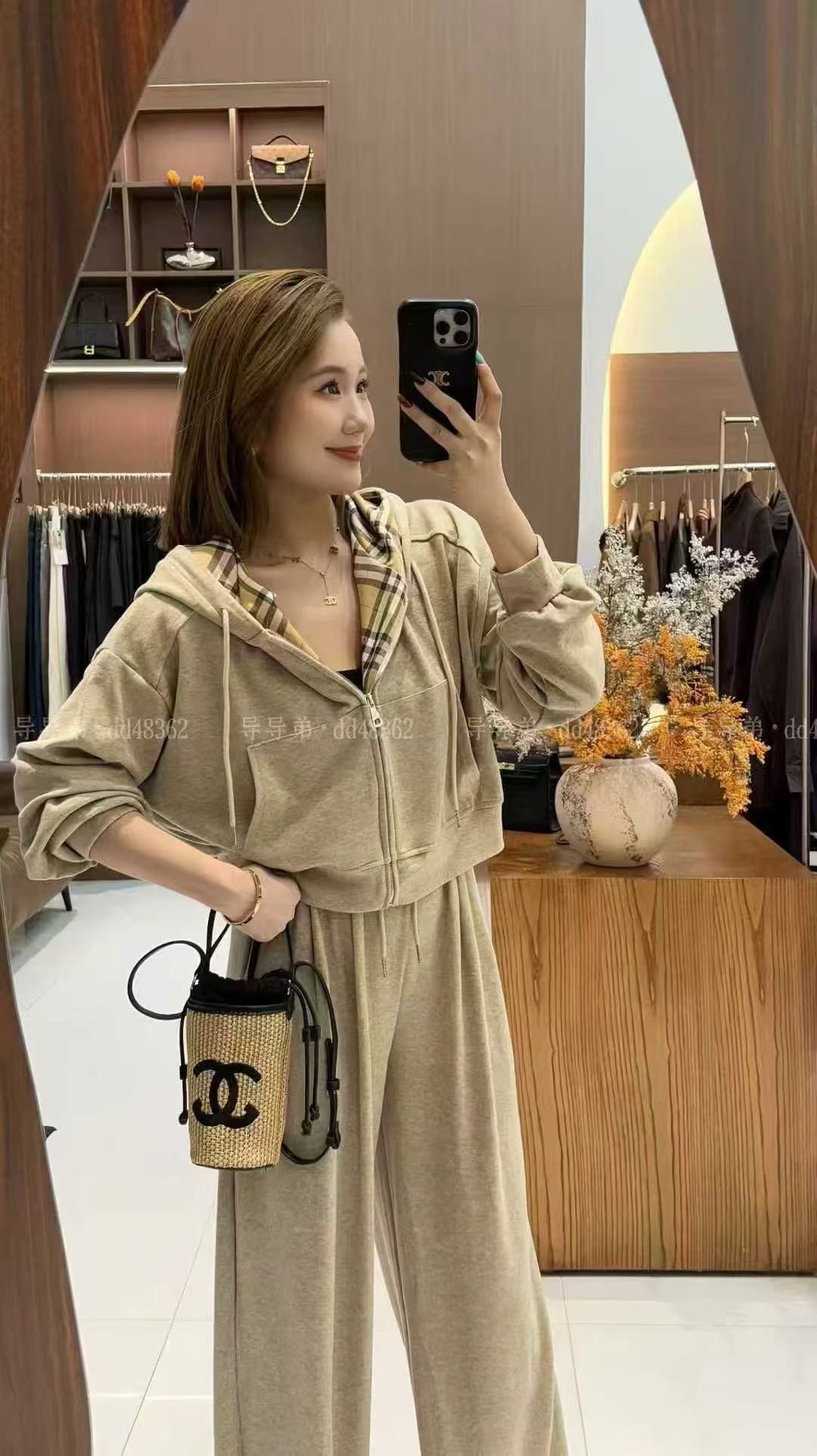 가을 겨울 새로운 다용도 루즈핏 품격 미니멀리즘 긴팔 후드 티 스웨터 여성 캐주얼 바지 여성복 이미지 4