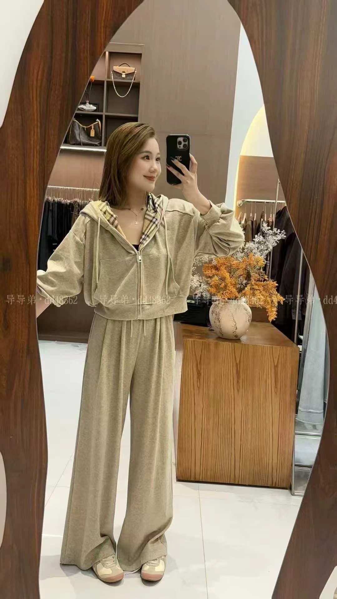 가을 겨울 새로운 다용도 루즈핏 품격 미니멀리즘 긴팔 후드 티 스웨터 여성 캐주얼 바지 여성복 상세 이미지 10