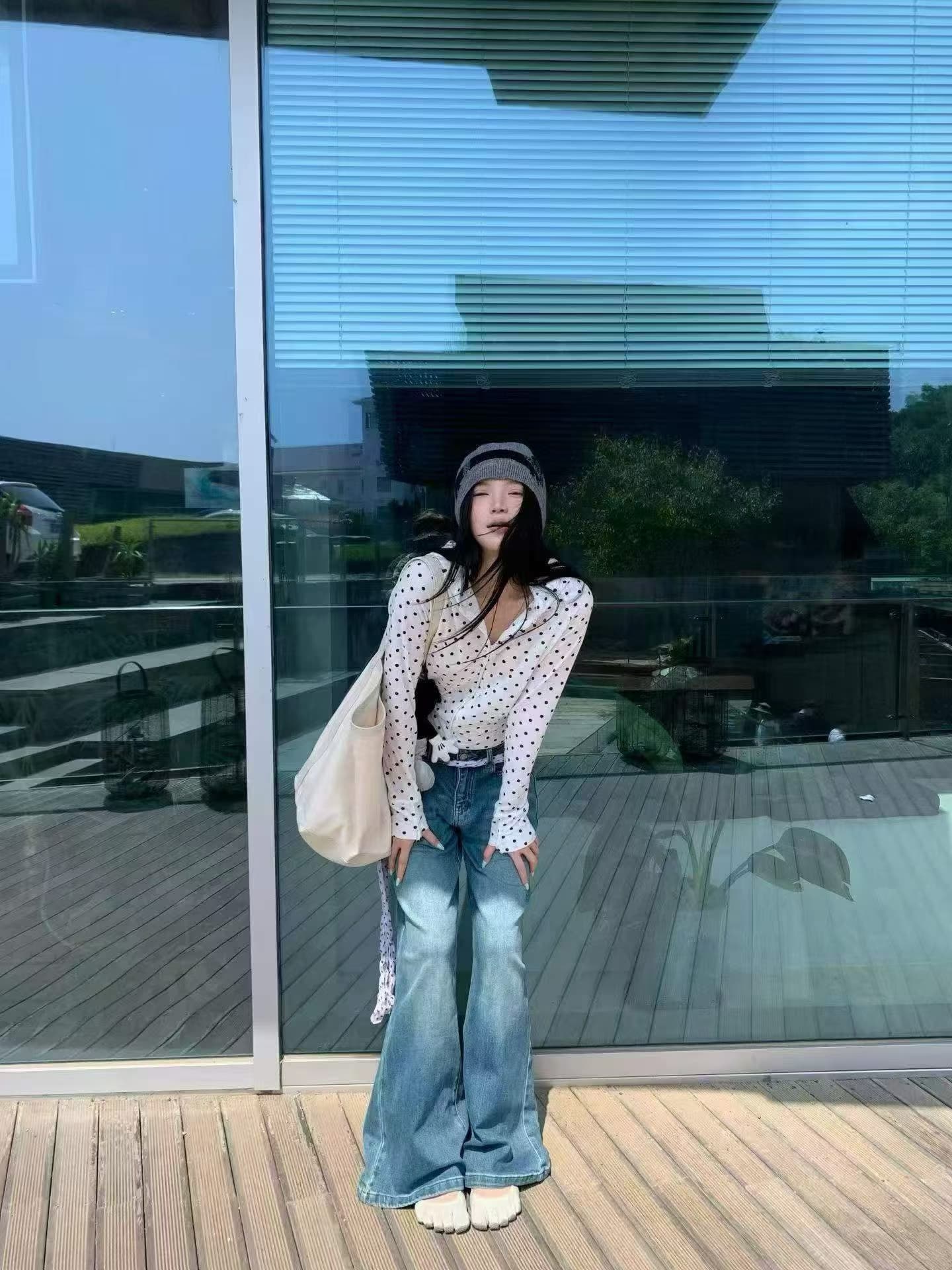다용도 프린트 도트 무늬 후드 슬림해 보이는 모자 셔츠 자외선 차단 맨위 긴팔 티셔츠 상세 이미지 4