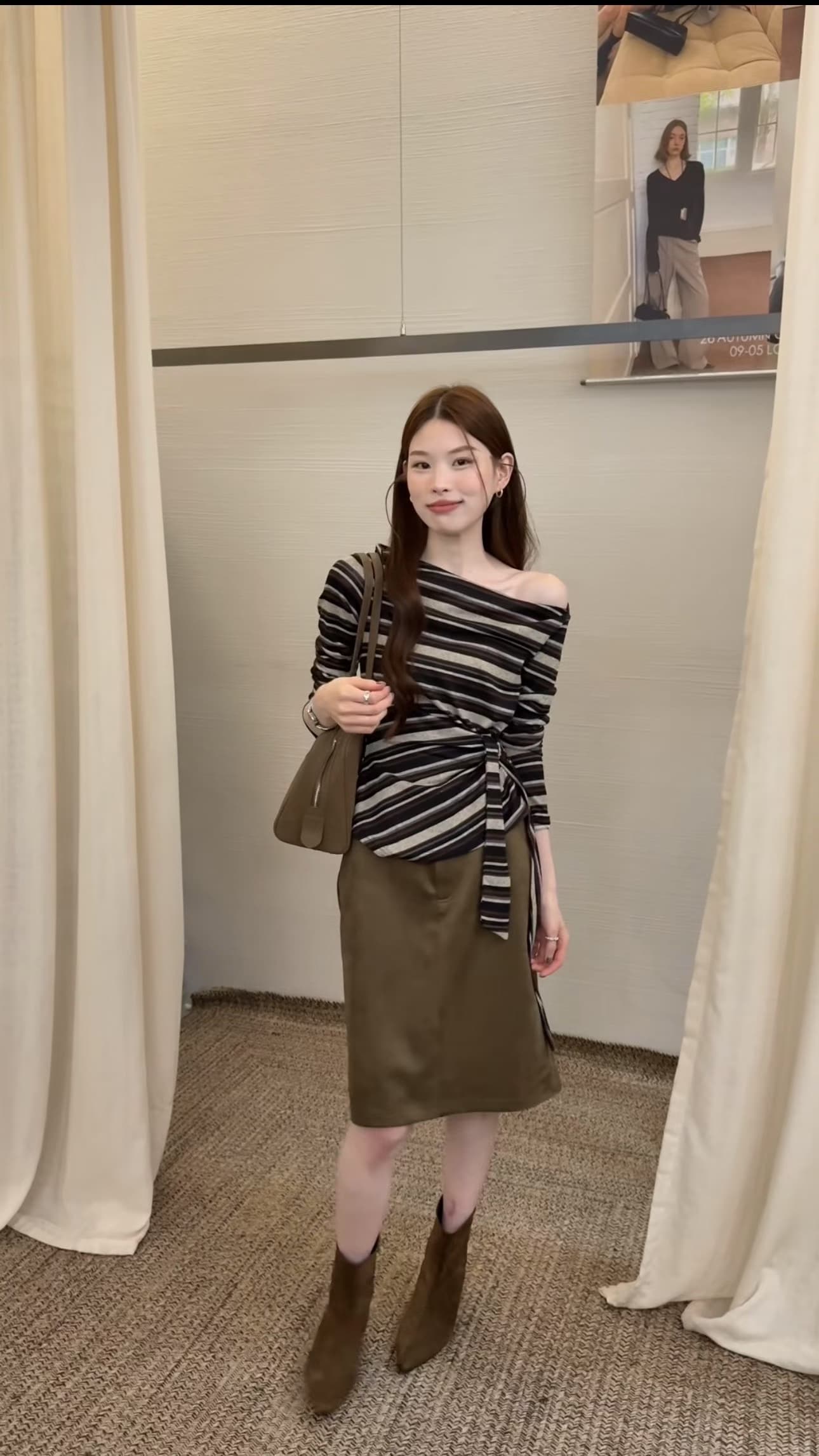 한국 스타일 이른 가을 개성 스트라이프 튜브탑 몸매 가꾸기 스트랩 디자인 만나는 상세 이미지 2