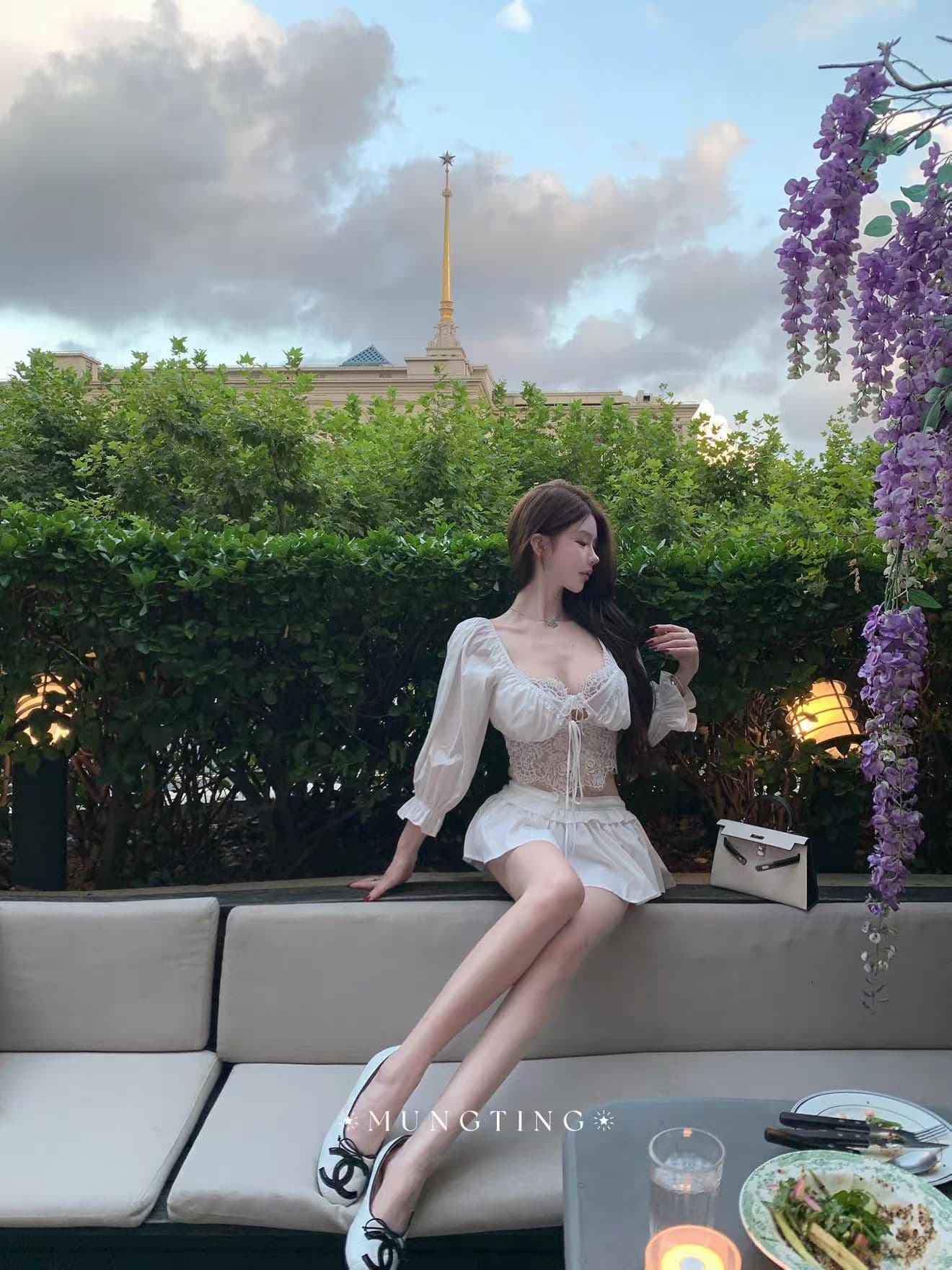 2026 순수한 욕망 레이스 요소 하나 중첩 블라우스 슬립 반 스커트 세트 상세 이미지 5