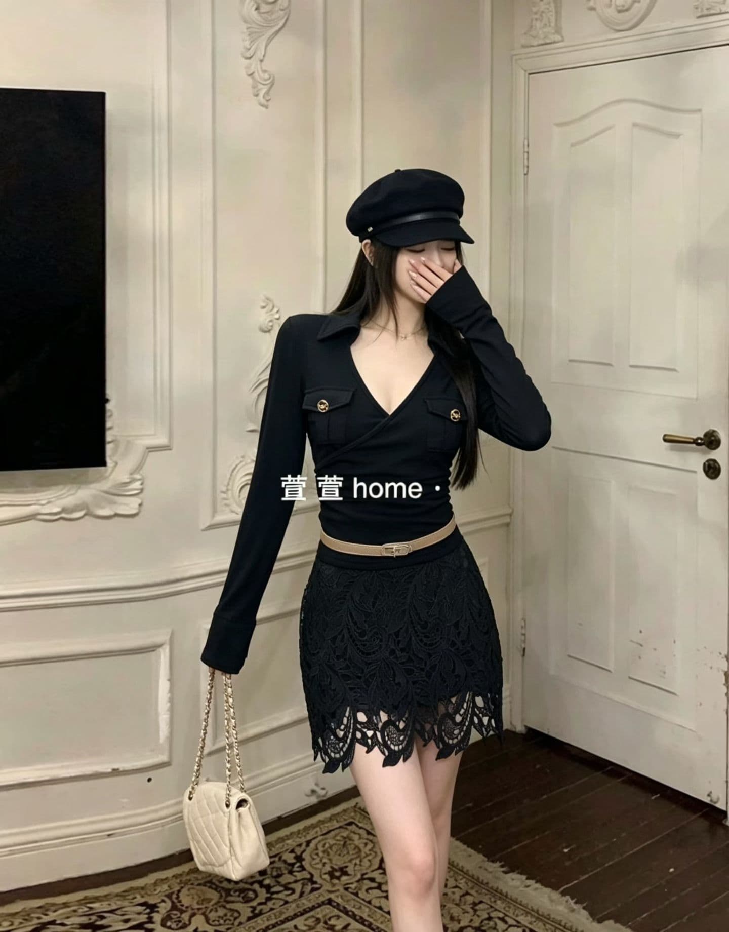 해시계 바젤 카키 워크웨어 섹션 재킷 카키 워크웨어 치마바지 세트 상세 이미지 1