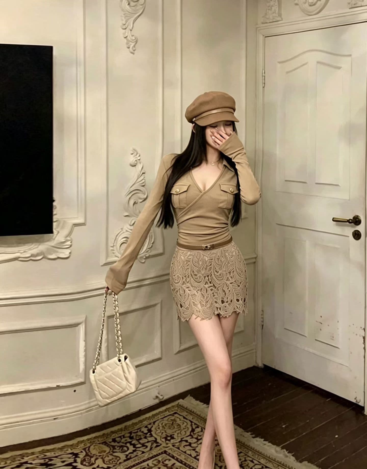 해시계 바젤 카키 워크웨어 섹션 재킷 카키 워크웨어 치마바지 세트 상세 이미지 8