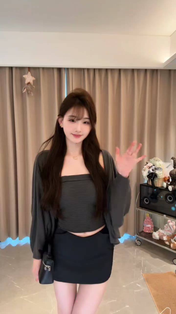 레이스 조각 구덩이 기사 니트 슬립 오픈 가디건 싱글 줄 버튼 허리 수축 슬림해 보이는 맨위 두 조각 반신 스커트 3종 세트 이미지 3