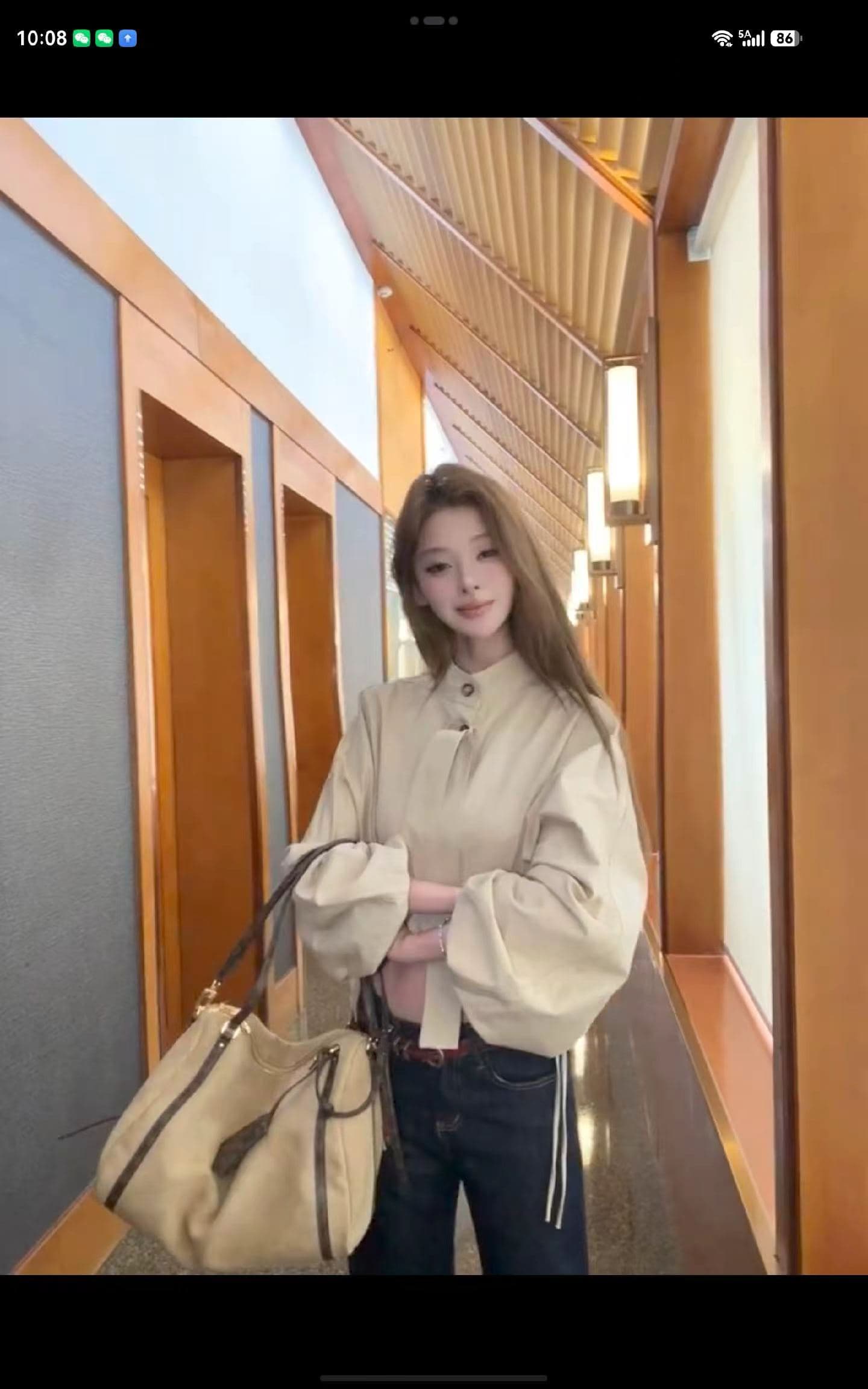 펌프 로프 스탠드 칼라 셔츠 벌룬 소매 펌프 Pleat 짧은 외투 가을 재킷 폭발 2026 새로운 캐주얼 바지 투피스 세트 상세 이미지 1