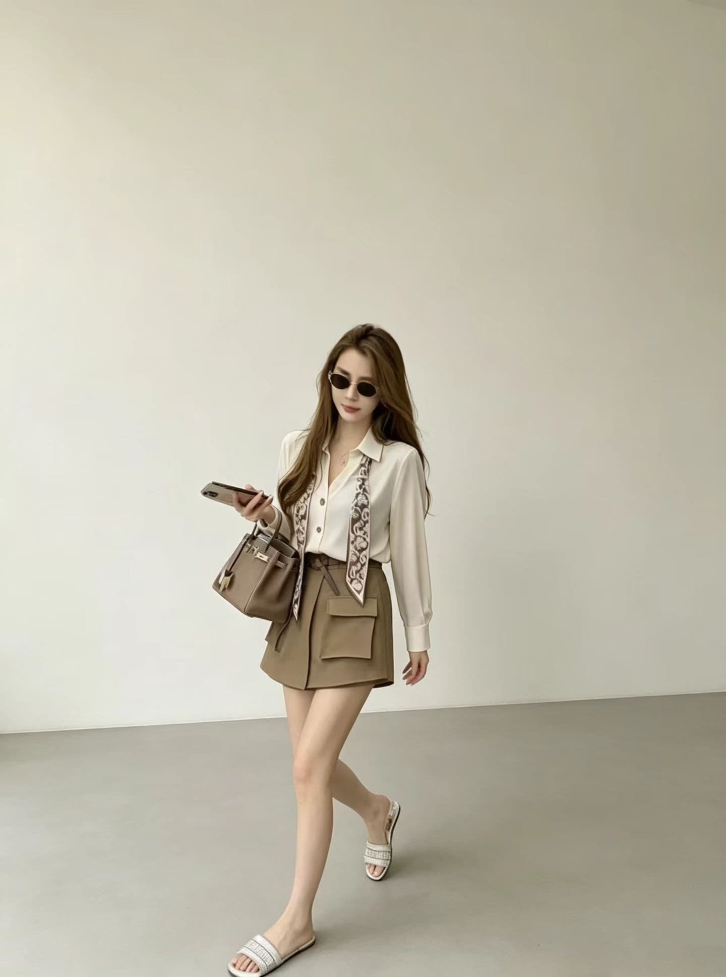 편안함 출퇴근 바람 배색 3종 세트 편안함 다용도 조끼 풀오버 캐주얼 긴팔 티셔츠 와이드 레그 팬츠 세트 여성 이미지 2