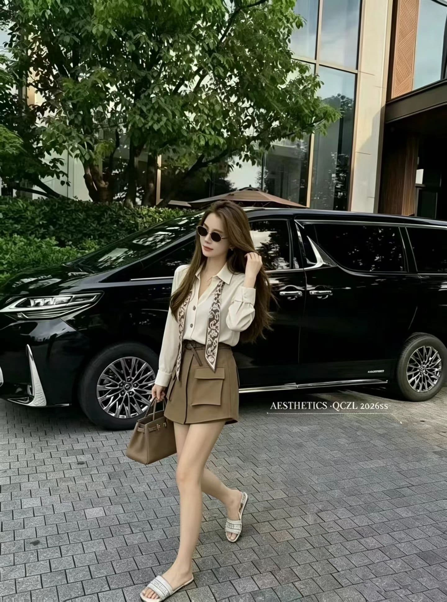 편안함 출퇴근 바람 배색 3종 세트 편안함 다용도 조끼 풀오버 캐주얼 긴팔 티셔츠 와이드 레그 팬츠 세트 여성 상세 이미지 4
