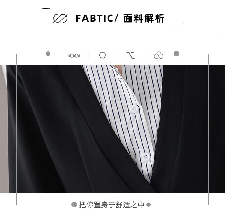 실사 새로운 페이크 레이어드 스트라이프 폴로 칼라 정장 여성 코트 검정색 패션 외국 가스 품격 슬림해 보이는 인사이드 잡아라. 의류 상세 이미지 7