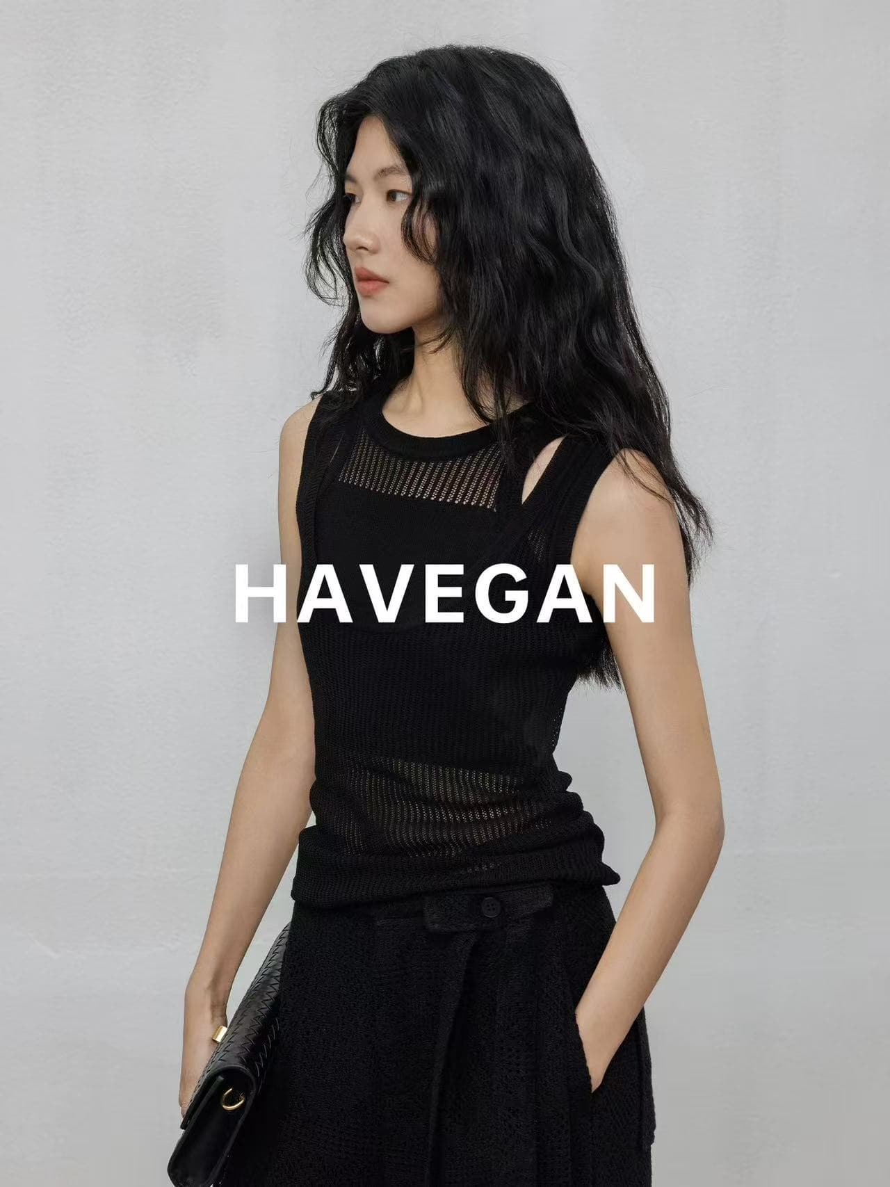 와 객실 havegan 여름 페이크 레이어드 민소매 메쉬 홀로우 아웃 조끼 여성 2026 새로운 고급 캐주얼 맨위 이미지 4