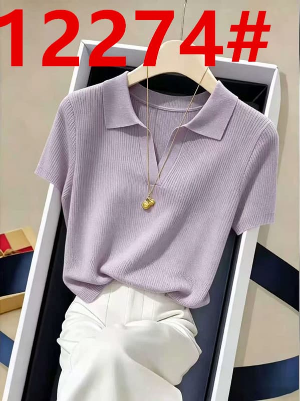 보라색 라이 경기 서울 주간 실크 티셔츠 2026 여름 새로운 POLO 칼라 긍정적 인 어깨 반팔 몸매 가꾸기 니트 얇은 스타일 맨위