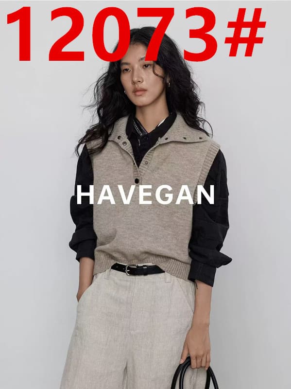 와 객실 havegan 가을 폴로 칼라 민소매 니트 조끼 여자 부드러운 찹쌀 외출용 스웨터 조끼 느긋한 맨위