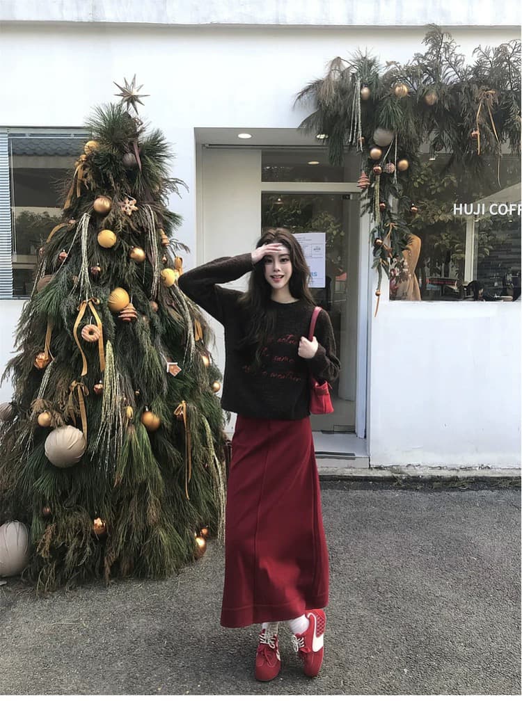 시끄러운 홈 신년 착용 가져 가라. 커피 색상 쇼트 스타일 두꺼운 스웨터 여자 겨울 느긋한 루즈핏 라운드 넥 맨위 수 있습니다. 외출용 이미지 2