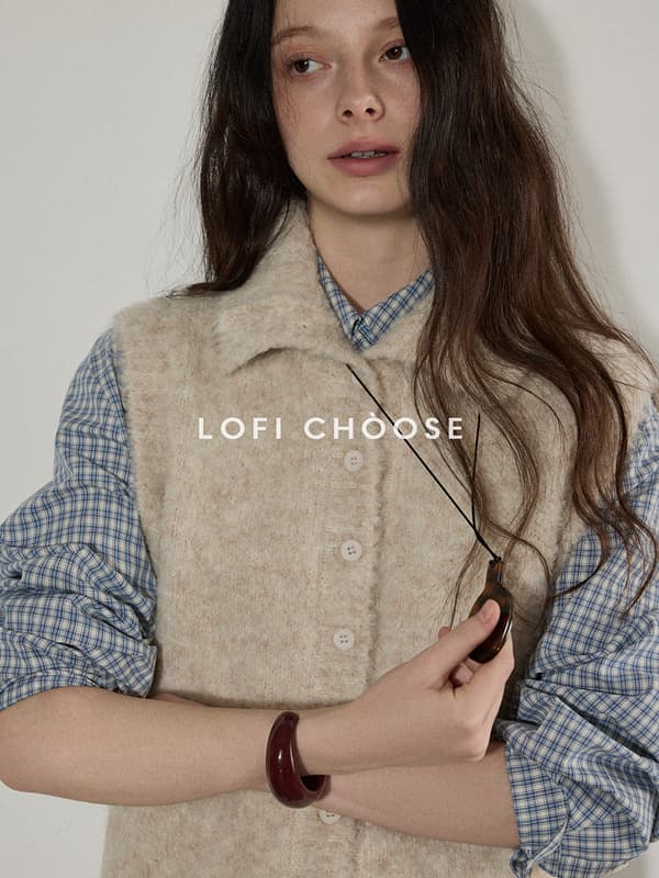 lofi choose 부드러운 찹쌀 폴로 칼라 싱글 줄 버튼 양모 니트 조끼 여자 겨울 새로운 미니멀리즘 다용도 맨위 이미지 3
