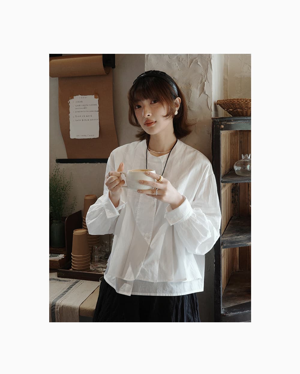 흰 그림 작업장 부드러운 빛 남자 실 26ss 이른 봄 신제품 100 개 면 100% 프랑스식 거품 소매 흰 셔츠 상세 이미지 12