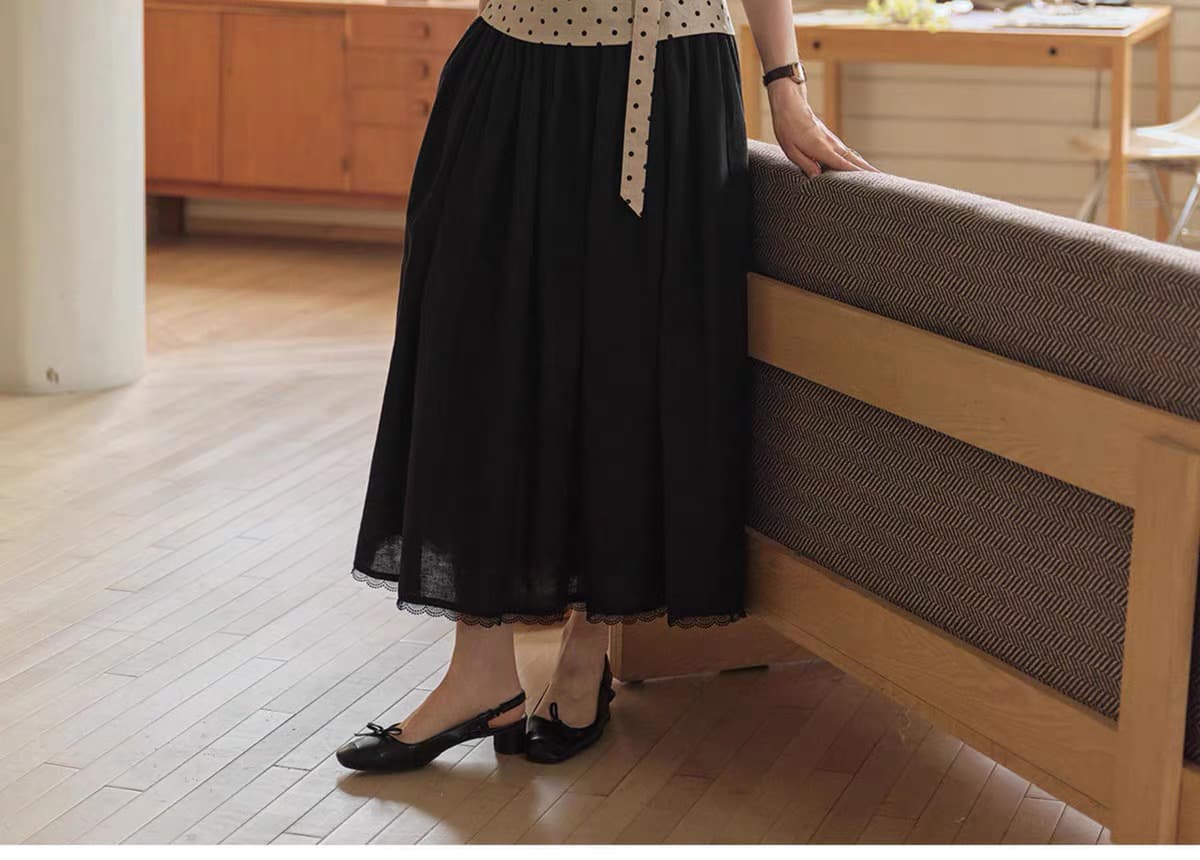프랑스식 아마 도트 무늬 여성 셔츠 작은 가방 소매 레이스업 허리 수축 슬림해 보이는 작은 셔츠 상세 이미지 8