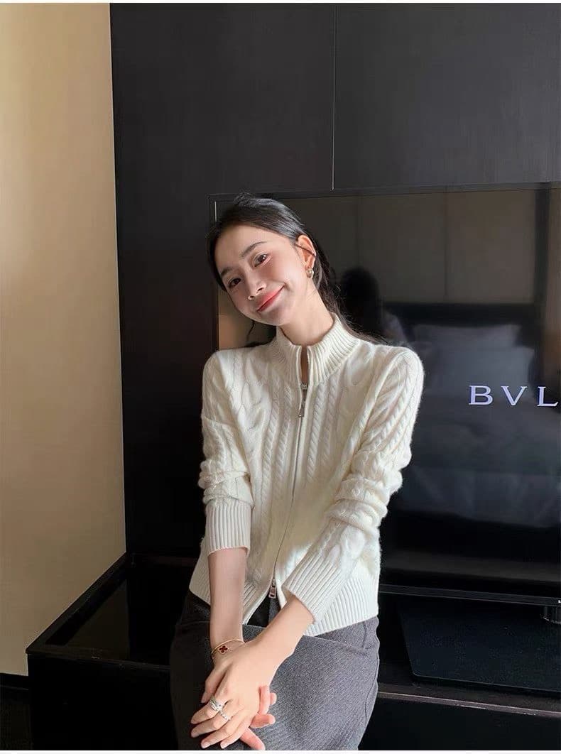 한 부서 스트라이프 숄 알파벳 라운드 넥 스웨터 여자 가을 겨울 두꺼운 레트로 느긋한 풀오버 스택 바늘 짠 셔츠 맨위 이미지 2