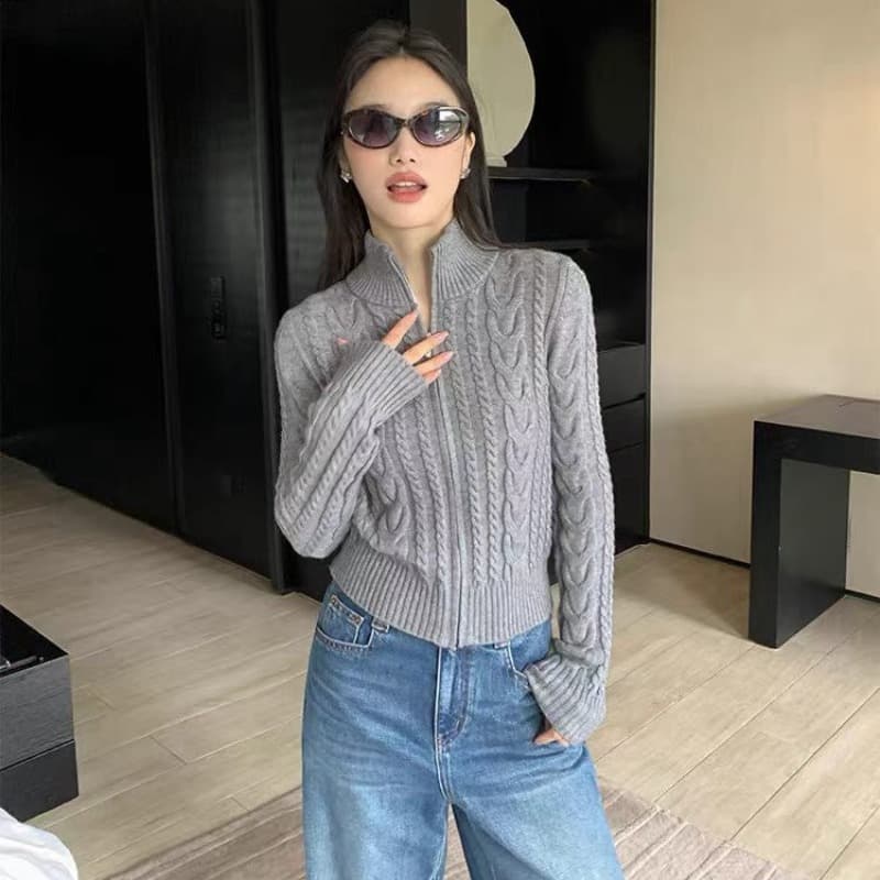 한 부서 스트라이프 숄 알파벳 라운드 넥 스웨터 여자 가을 겨울 두꺼운 레트로 느긋한 풀오버 스택 바늘 짠 셔츠 맨위 이미지 3