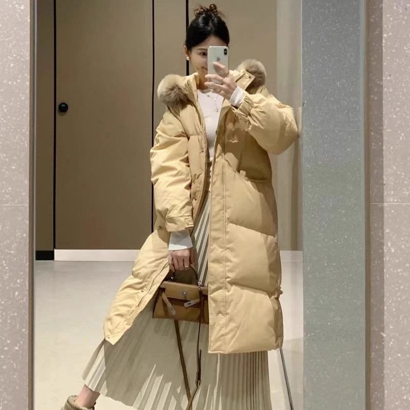 면 의류 여성 한 부서 두꺼운 목화 진딧물 큰 모피 칼라 면 옷 재킷 트렌디 이미지 4
