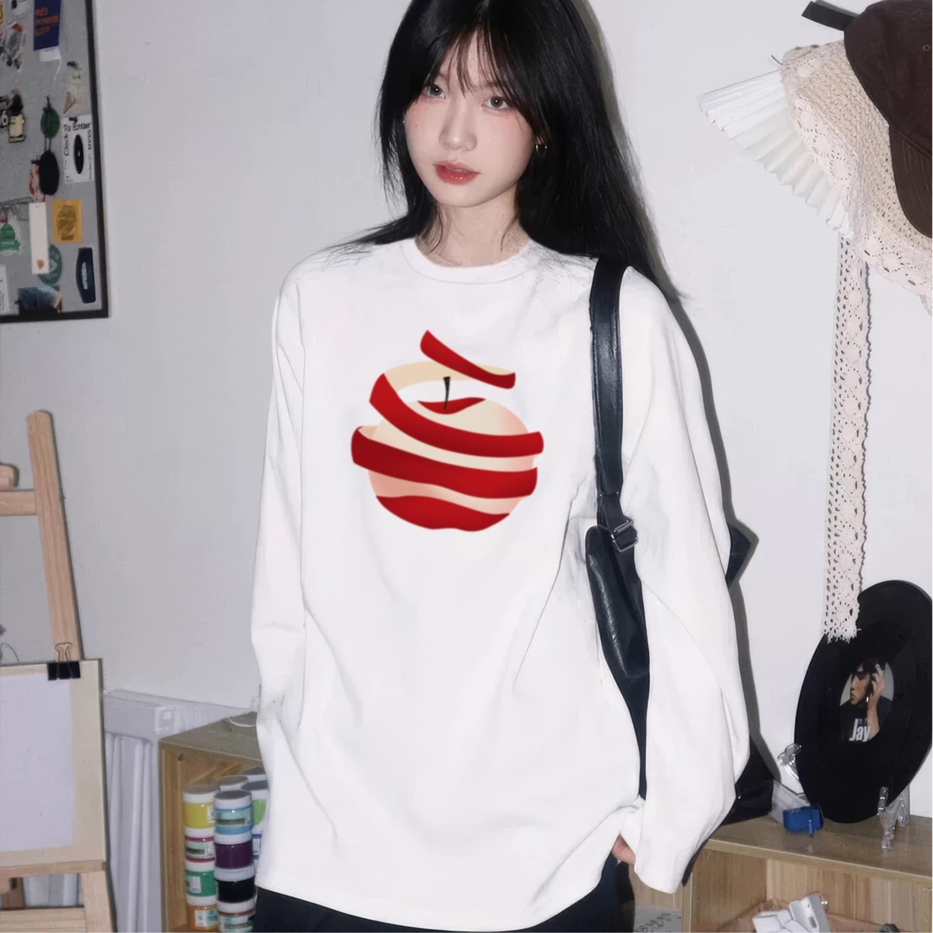 경관 그림 정가 모방 Mianhua 면 복합 얇은 스타일 310g 털이 있는 400g 후드 티 스웨터 여성 가을 겨울 의류 국경 간 이미지 4