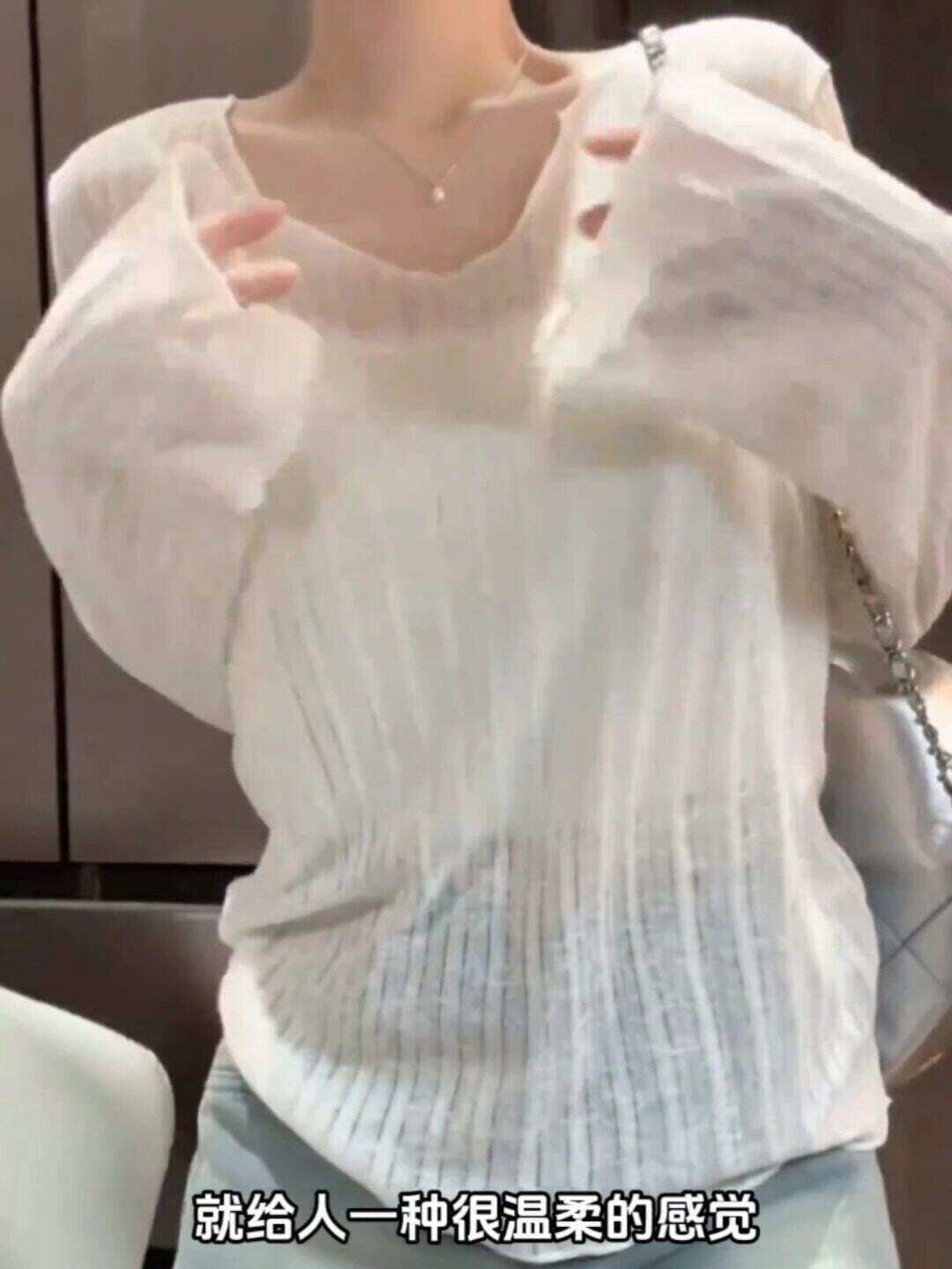 느슨함 센스 마이크로 ~을 통해 자외선 차단 블라우스 여성 여름 프릴 루즈핏 만나는 맨위 봄 가을 경량 긴팔 티셔츠 이미지 2