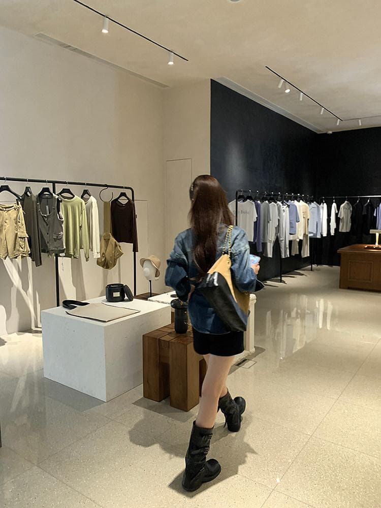 우 77 오버레이 고대 파란색 꼬집기 허리 데님 여성 코트 한국 스타일 폴로 칼라 긍정적 인 어깨 슬림해 보이는 중간 길이 출퇴근 맨위 가을 상세 이미지 7