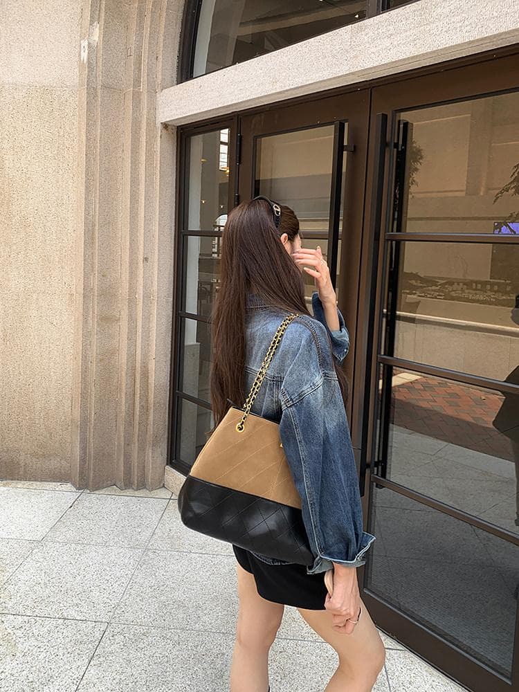 우 77 오버레이 고대 파란색 꼬집기 허리 데님 여성 코트 한국 스타일 폴로 칼라 긍정적 인 어깨 슬림해 보이는 중간 길이 출퇴근 맨위 가을 상세 이미지 16