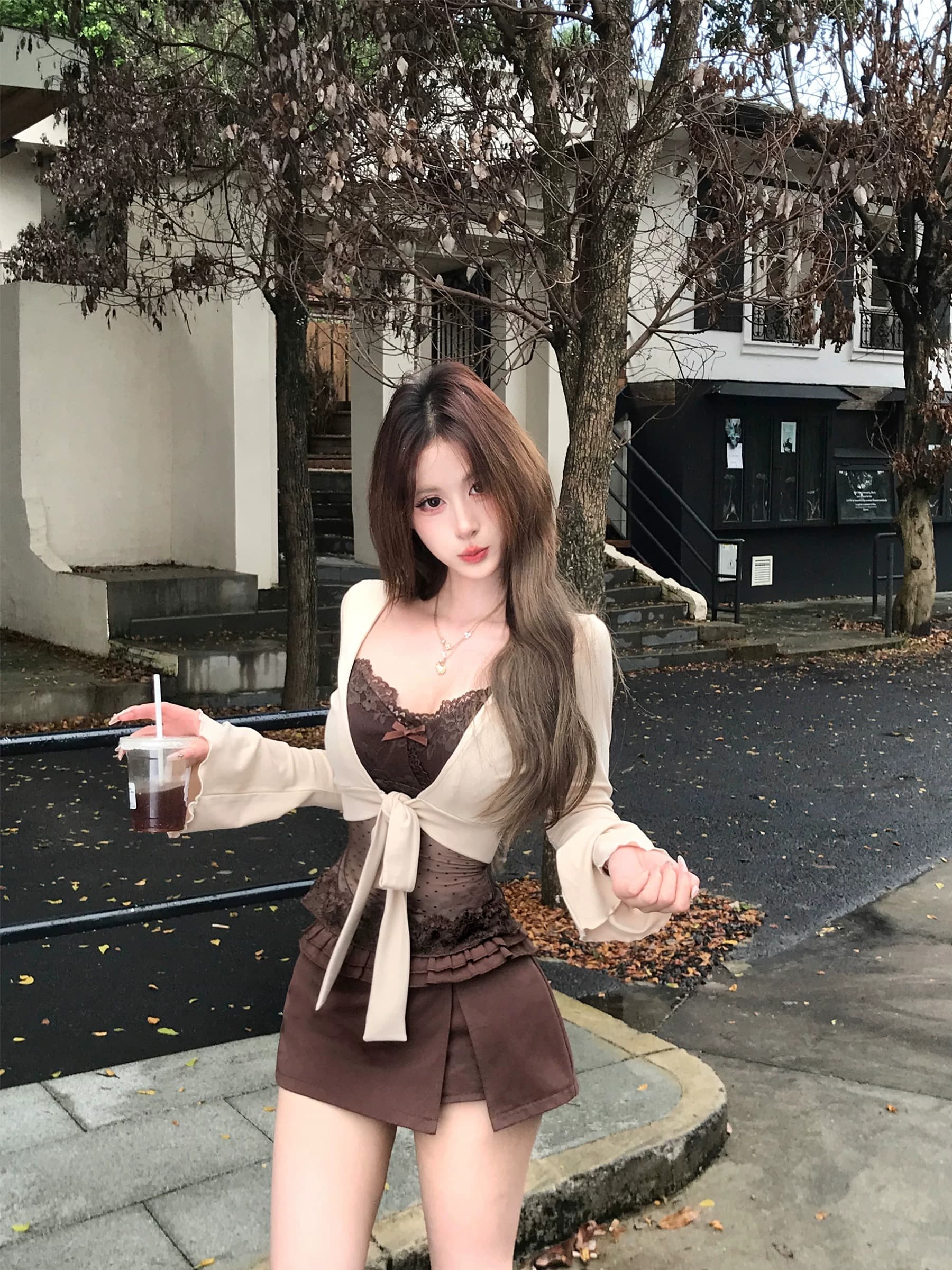 메이플 시럽 수 있습니다. 리 핫걸 디자인 센스 레이스 조끼 슬립 여성 가을 섹시함 순수한 욕망 맨위 이미지 2