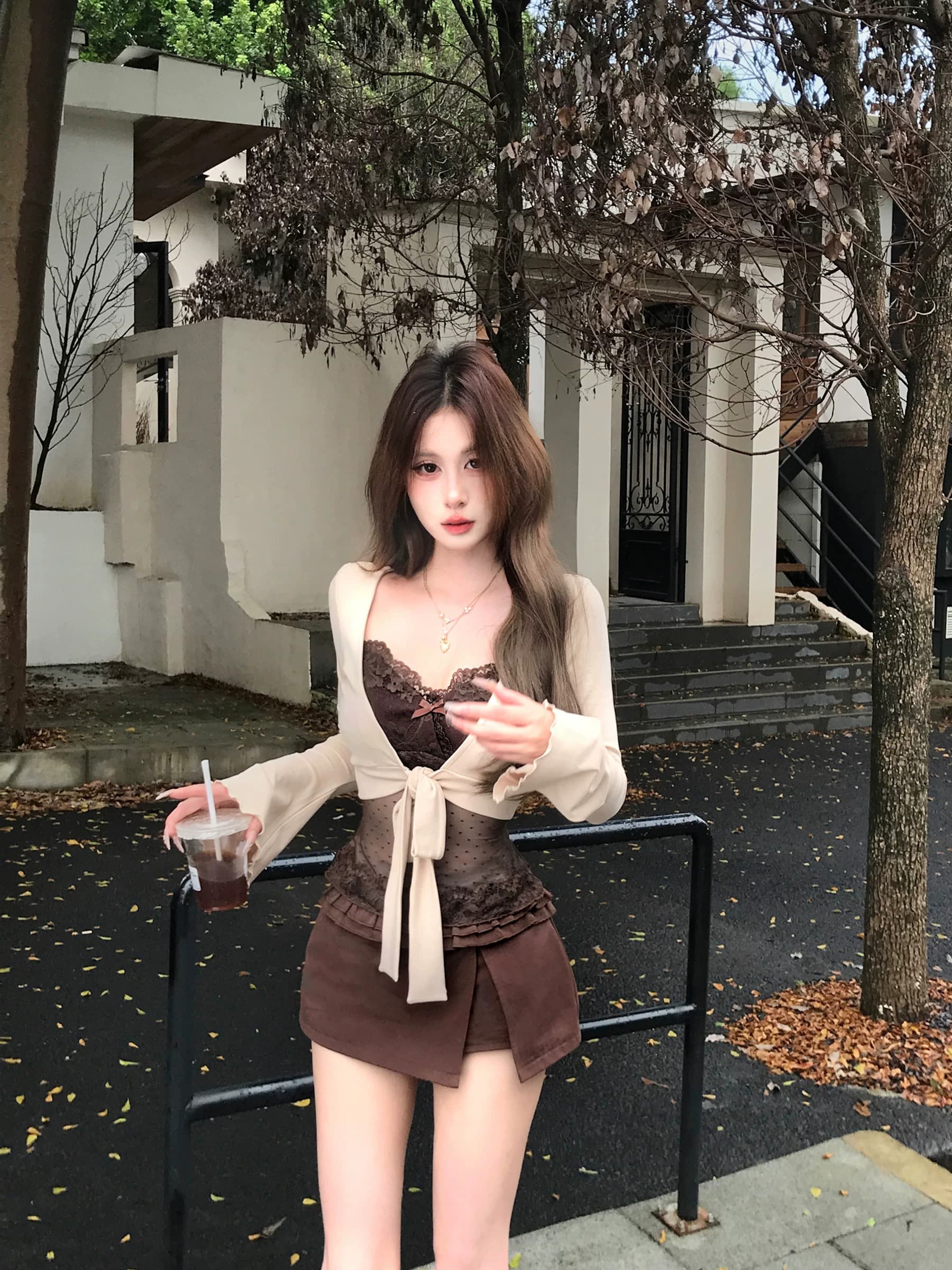 메이플 시럽 수 있습니다. 리 핫걸 디자인 센스 레이스 조끼 슬립 여성 가을 섹시함 순수한 욕망 맨위 이미지 4
