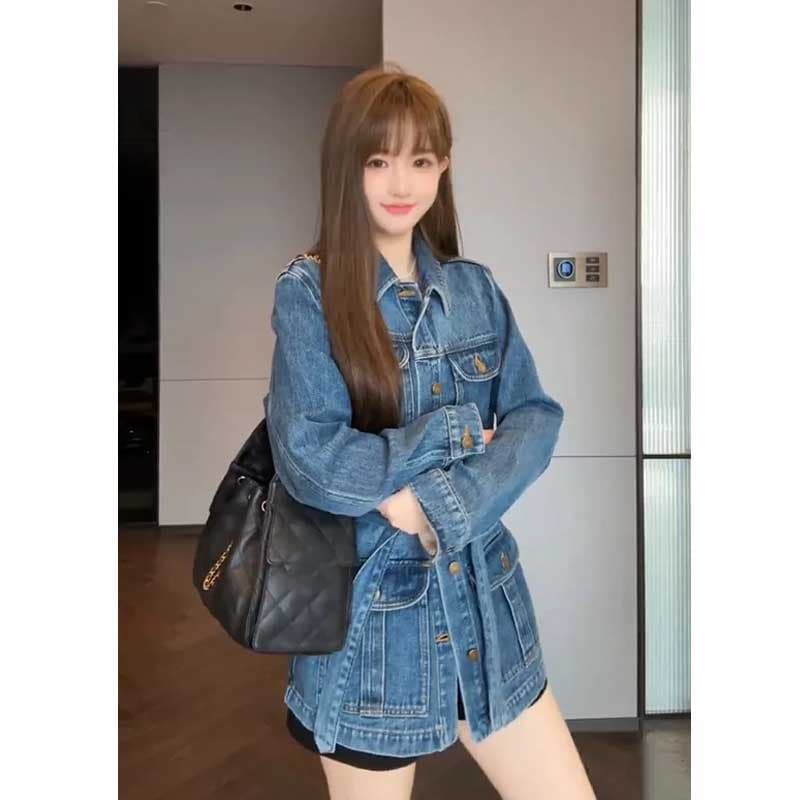 고급 센스 아메리칸 레트로 chic 데님 재킷 고유 한 슈퍼 잘 생긴 한 부서 캐주얼 루즈핏 재킷 여성 2026 가을 이미지 2