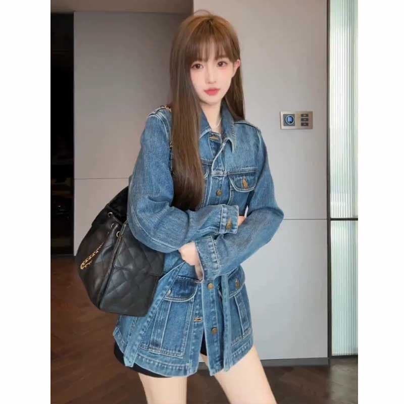 고급 센스 아메리칸 레트로 chic 데님 재킷 고유 한 슈퍼 잘 생긴 한 부서 캐주얼 루즈핏 재킷 여성 2026 가을 이미지 5