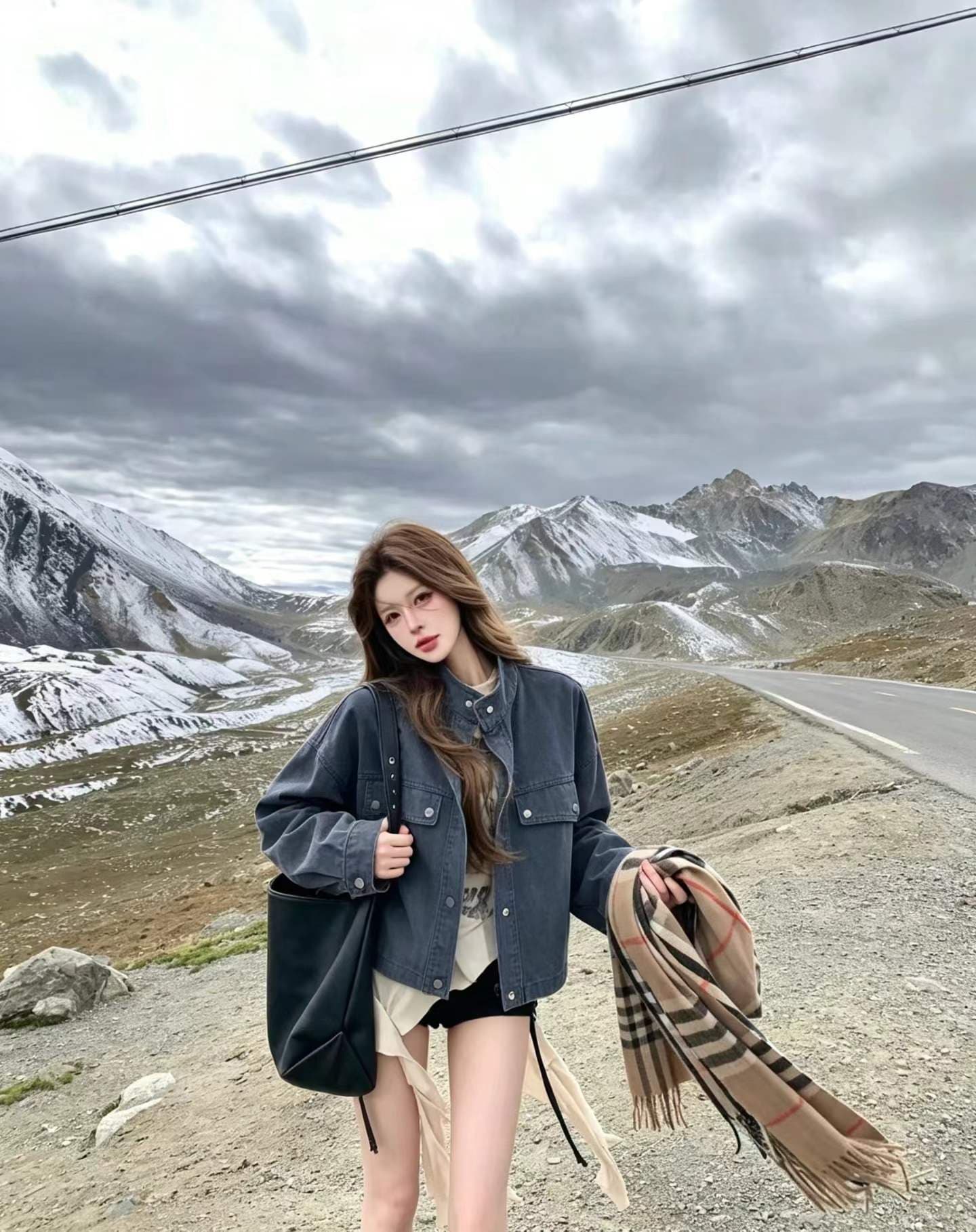 한 부서 외국 가스 연령 감소 슬림해 보이는 가을 새로운 작은 키 캐주얼 루즈핏 스탠드 칼라 워크웨어 재킷 짧은 외투 데님 트렌디 상세 이미지 8