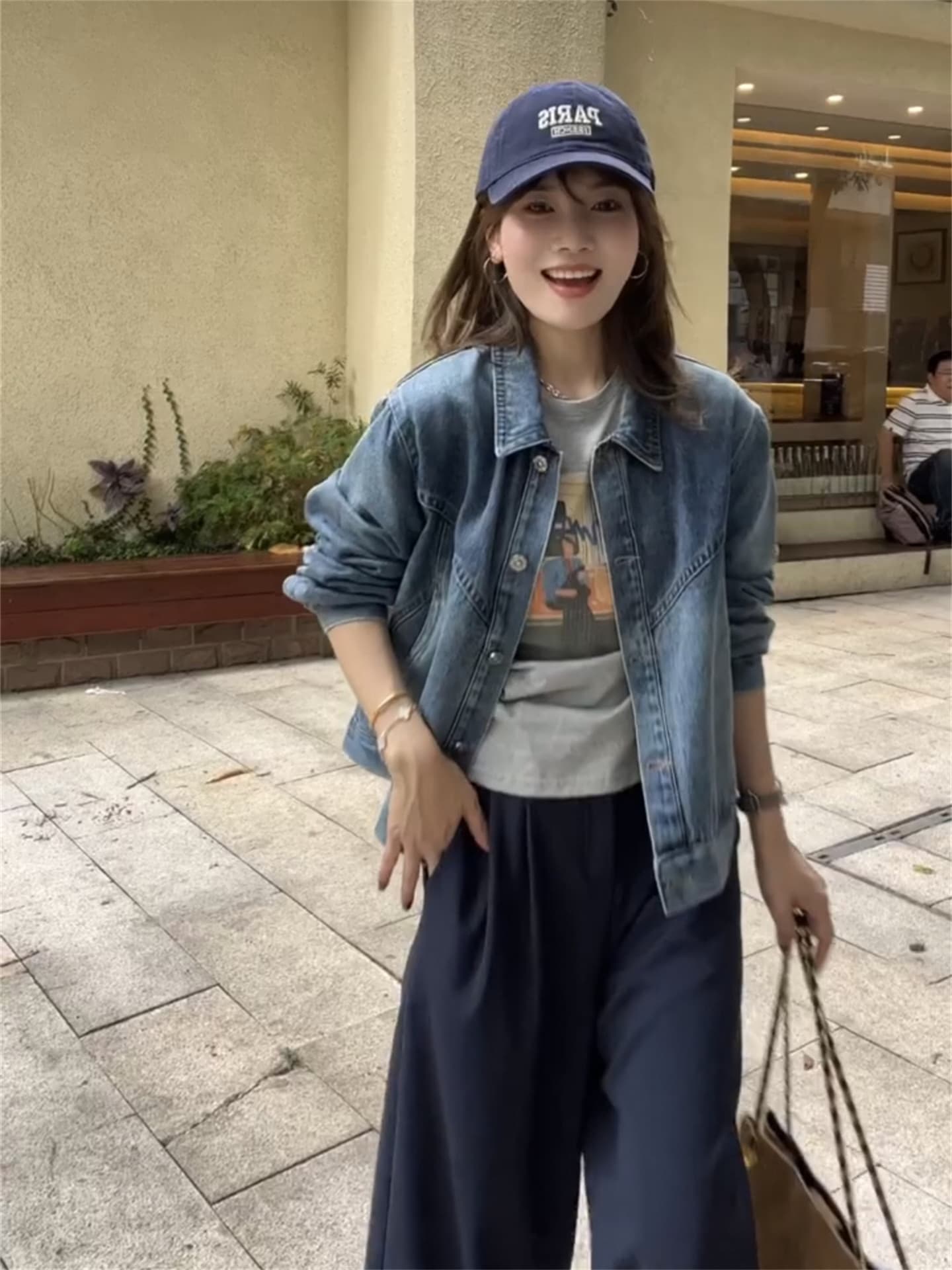 데님 여성 코트 쇼트 스타일 2026 봄 가을 새로운 고급 센스 슈퍼 잘 생긴 작은 키 캐주얼 레트로 이른 봄 맨위 상세 이미지 3