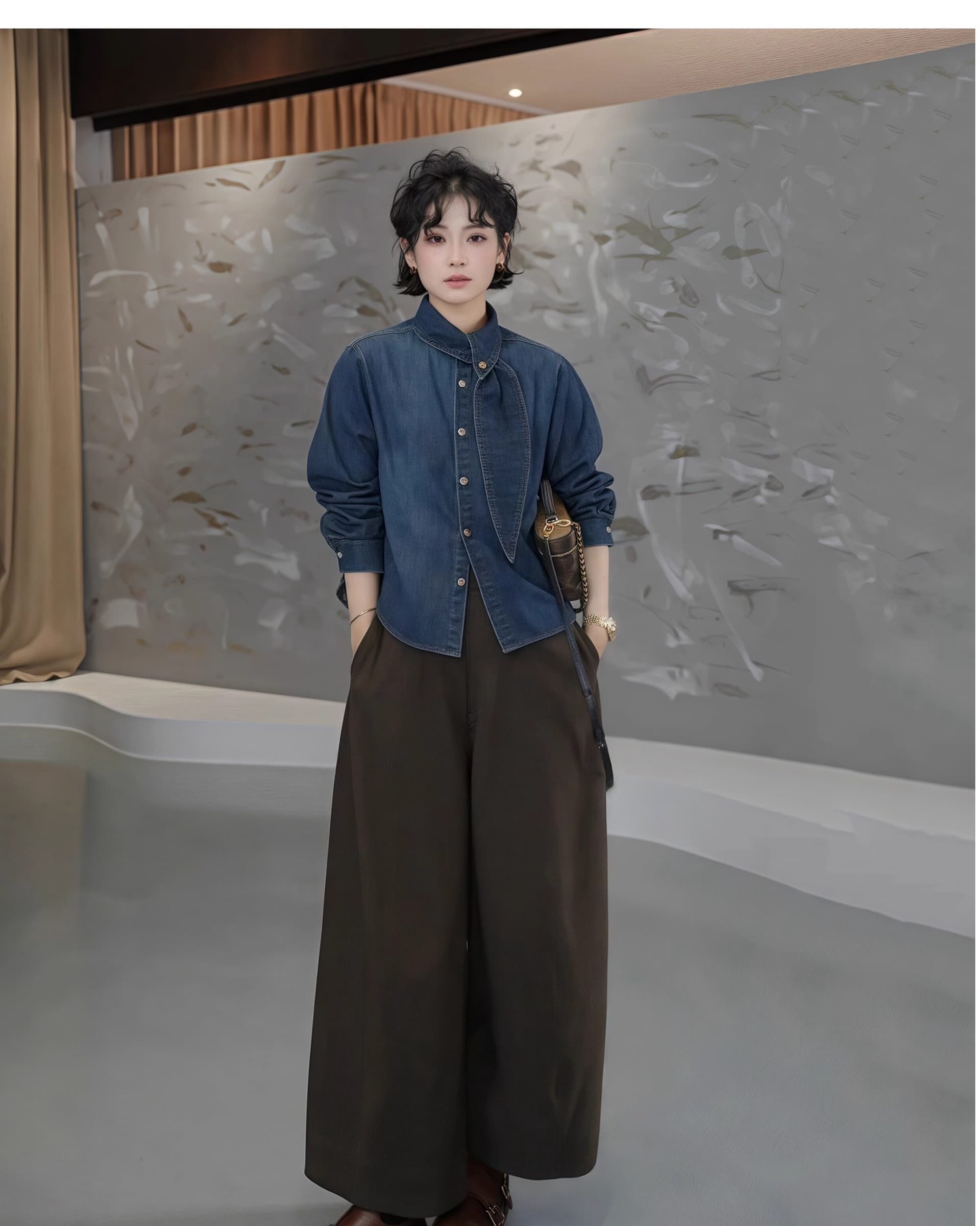 한국 스타일 패션 데님 여성 셔츠 새로운 가을 겨울 고급 센스 품격 다용도 긴팔 셔츠 재킷 맨위 상세 이미지 13
