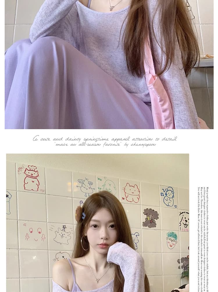 신제품 지금 지금 2026 봄 신제품 한국 스타일 패션 슬립 드레스 자외선 차단 블라우스 품격 슬림해 보이는 세트 상세 이미지 10