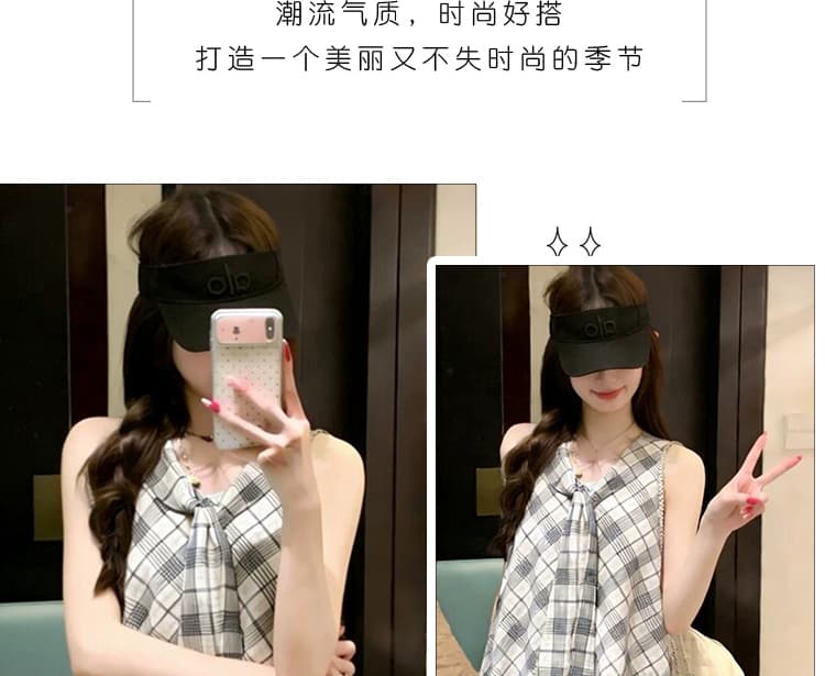 신제품 지금 여름 한 부서 연령 감소 패션 다용도 체크무늬 민소매 드레스 상세 이미지 3