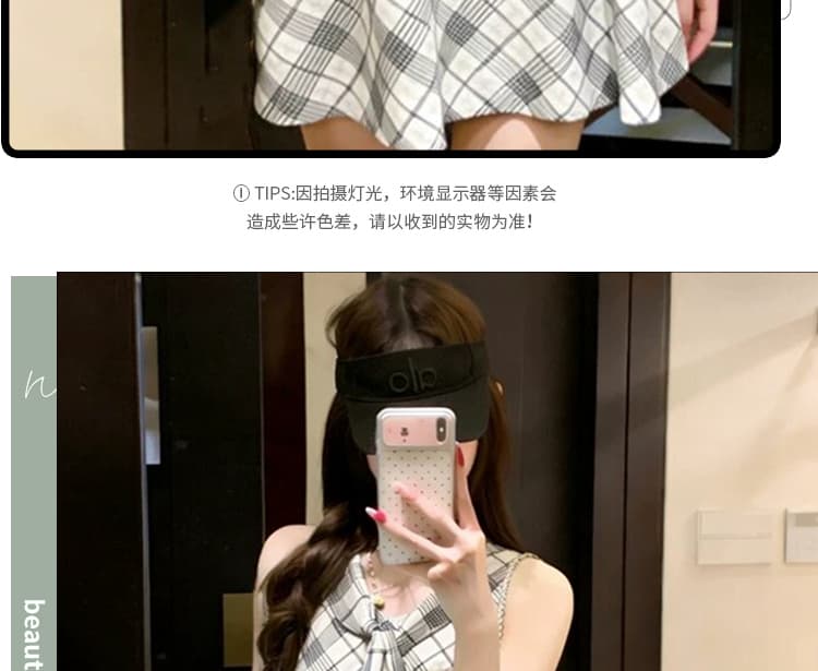 신제품 지금 여름 한 부서 연령 감소 패션 다용도 체크무늬 민소매 드레스 상세 이미지 6