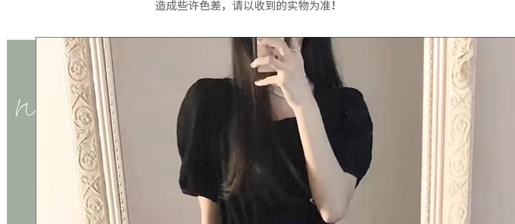 신제품 지금 여름 새로운 다용도 섹션 연령 감소 패션 품격 광장 칼라 펌프 로프 검정색 드레스 상세 이미지 11