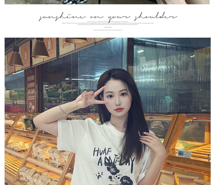 신제품 지금 한국 스타일 연령 감소 루즈핏 슬림해 보이는 반팔 티셔츠 맨위 순면 투피스 세트 상세 이미지 11