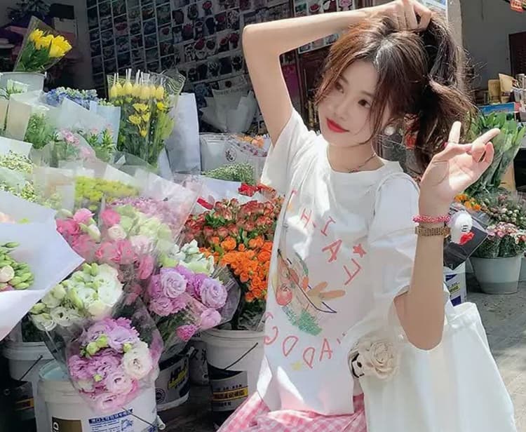 신제품 지금 여름 새로운 소녀 화이트 긍정적 인 어깨 반팔 티셔츠 캐주얼 핑크색 와이드 레그 팬츠 어린이 두 조각 상세 이미지 14