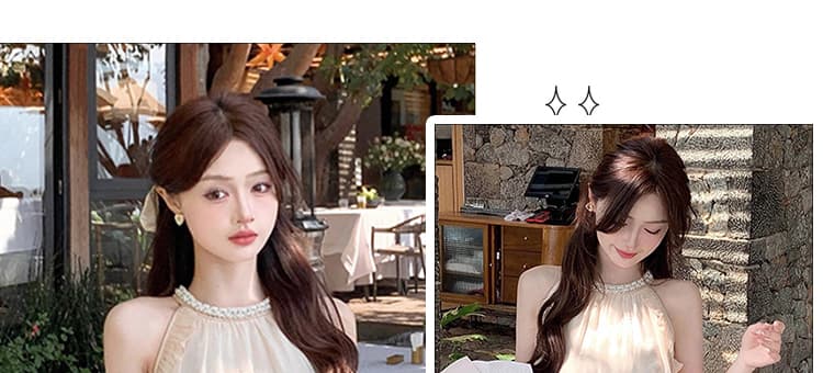 신제품 지금 여름 새로운 한 부서 작은 키 품격 고급 센스 연령 감소 행침 목 드레스 상세 이미지 5