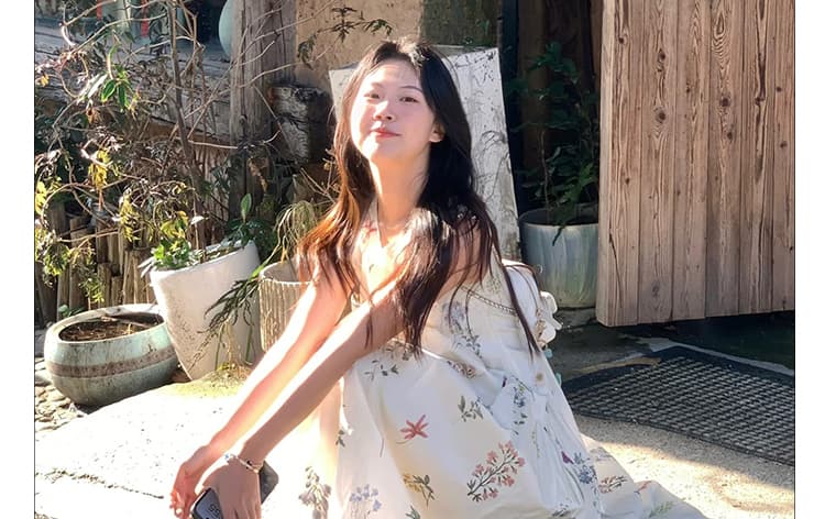 신제품 지금 여름 새로운 센 부서 민소매 프린트 부드러운 달콤함 연령 감소 조끼 원피스 상세 이미지 15